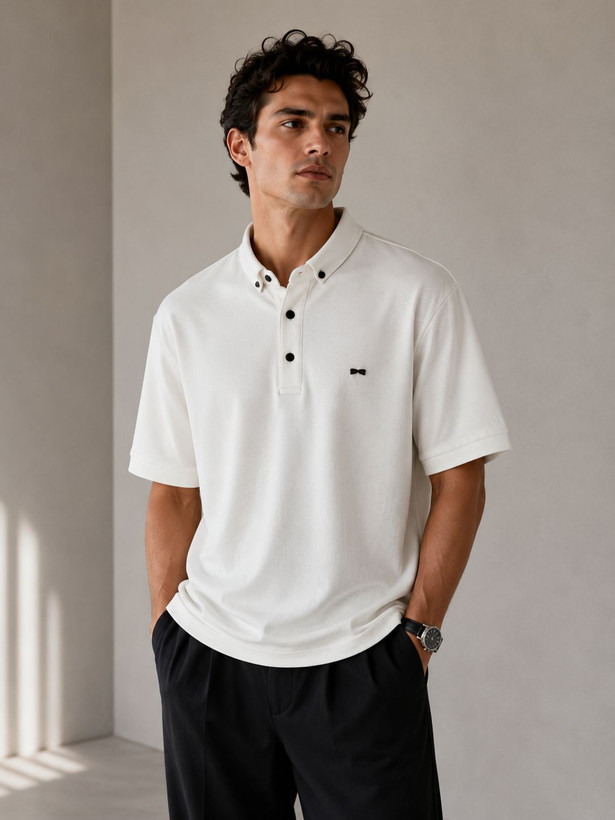 پلوشرت مردانه پارچه کنفی – یقه دکمهدار Men's polo shirt