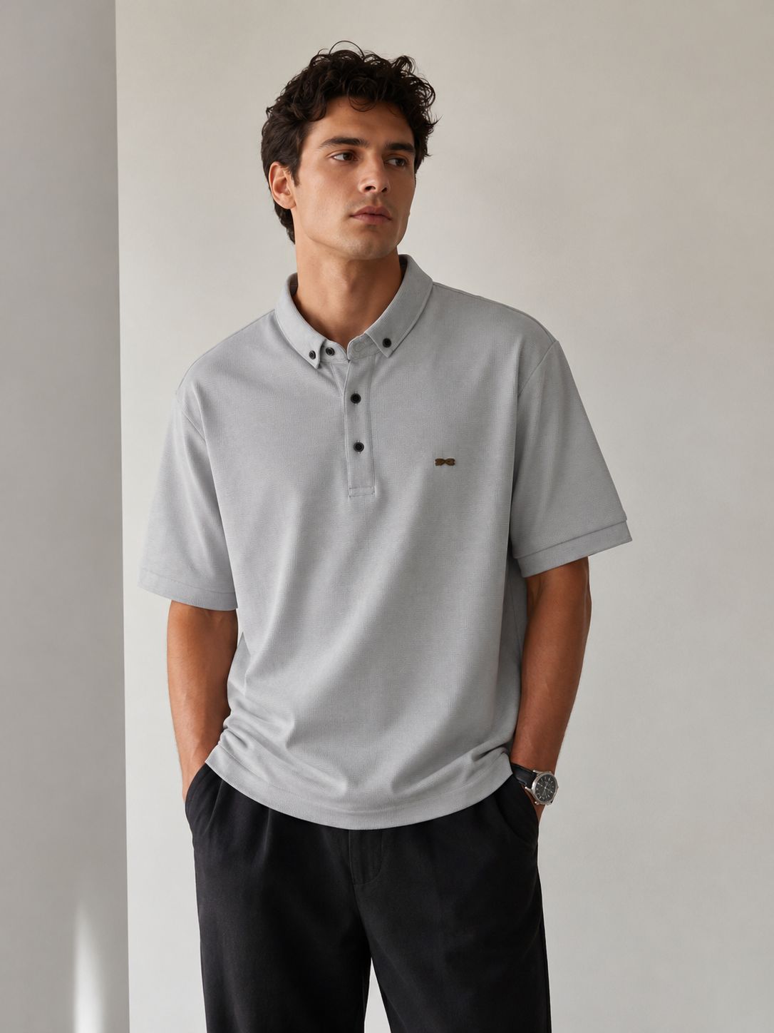 پلوشرت مردانه پارچه کنفی – یقه دکمه‌دار Men's polo shirt