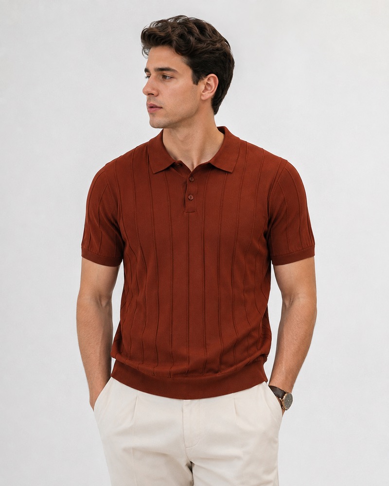 پلوشرت بافت وارداتی مردانه گرم بالا  Woven polo shirt